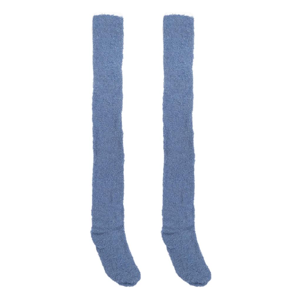 1 пара женских теплых плюшевых чулок до бедра, зимние чулки выше колена из кораллового флиса, длинные носки для дома, сна, пола, однотонные