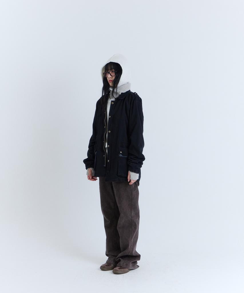 PARADIGMFILM [Ep.03] Washed Leather Mix Field Jacket (Black)