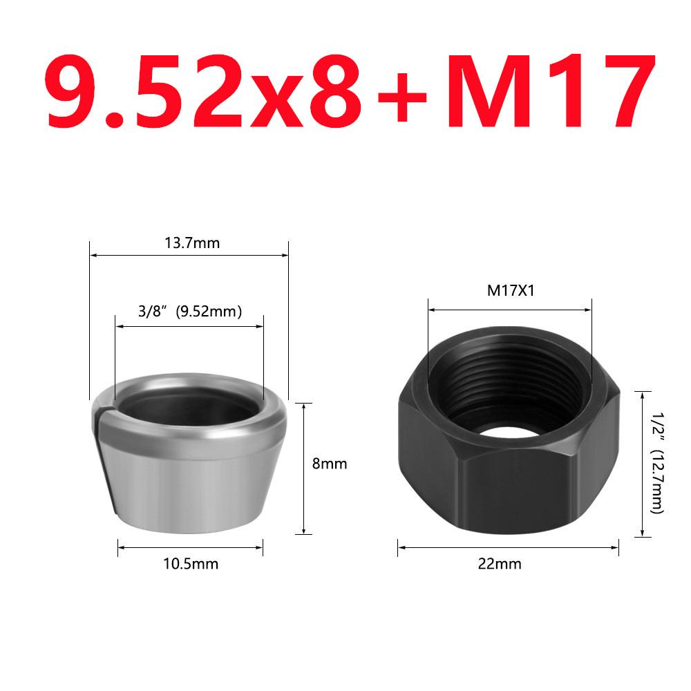 Адаптер цангового патрона M17 6/6.35/8мм Аксессуары для гравировально-фрезерной машины, электрического фрезера, фрезера по дереву, фрезерного инструмента