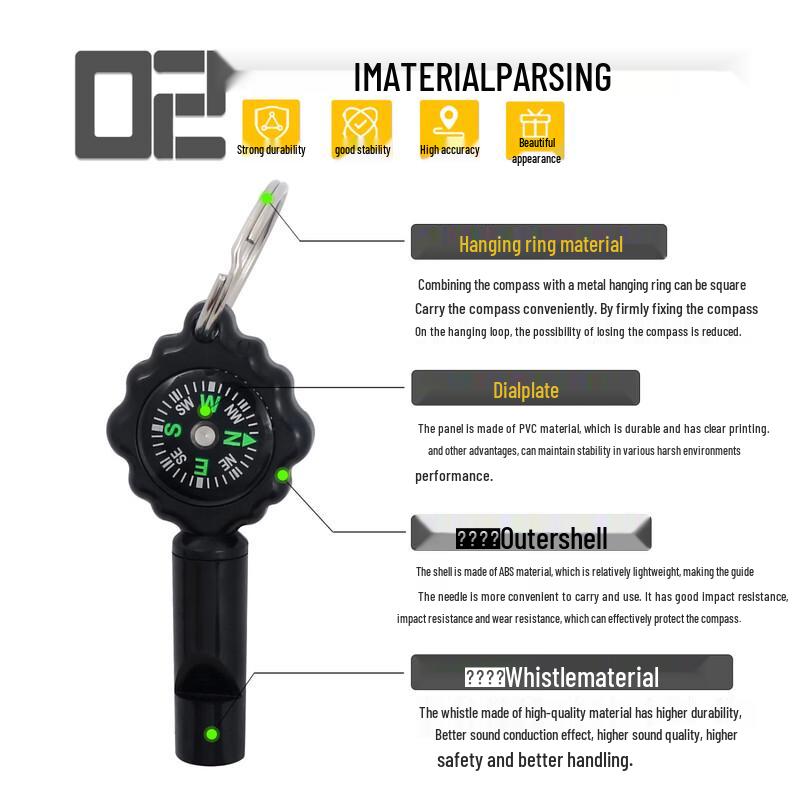 MR MOOSE WH-2 Whistle & Compass Keychain