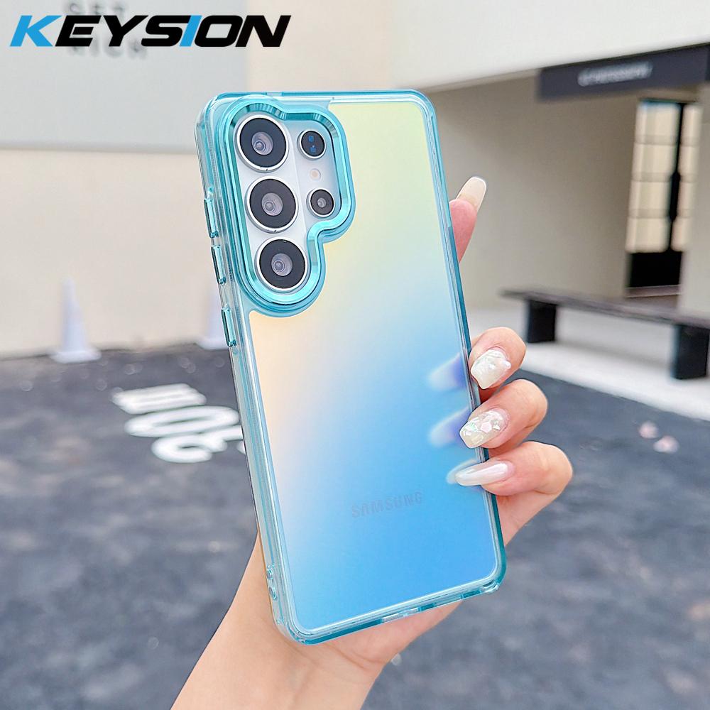 KEYSION Лазерный градиентный цветной чехол для телефона Samsung Galaxy S24 S25 S26 Ultra 5G S26+ S25 FE TPU+PC Ударопрочная задняя крышка