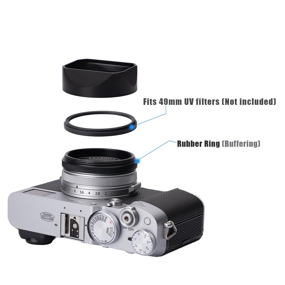 DBZZ Metal Lens Hood with Cap for Fujifilm Black X100VI,