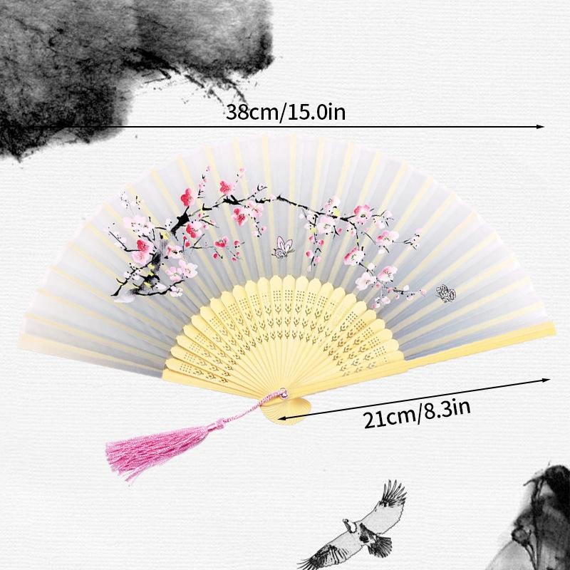 Vintage Silk Folding Hand Fan Chinese Japanese Bamboo Fans Craft Gifts Women Dance Performance Props Home Decoration Ornaments