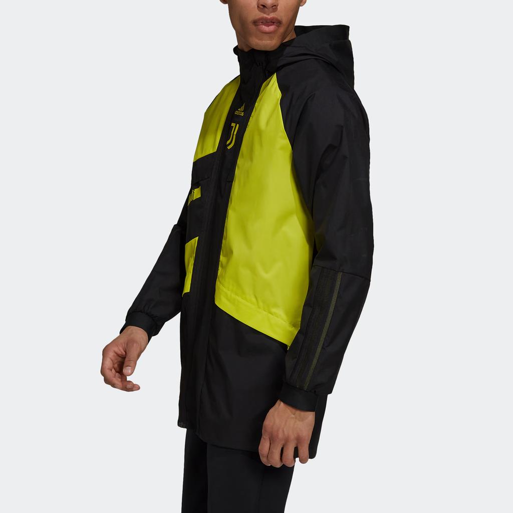 Adidas Juventus Тренировочная куртка для путешествий Performance Футбольная серия для путешествий Удобная мягкая тканая куртка на молнии с передним карманом Мужская куртка Черная Лаймово-зеленая GR2910
