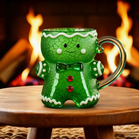 Ceramic Gingerbread Man Mug Christmas Gingerbread Man Shaped Coffee Cup with Handle for Coffee Tea Hot Chocolate Water