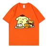 Милая женская футболка Pompom Purin Лето 2025 Мультяшная Новая Футболка с коротким рукавом 100% хлопок Топы Мультяшная Аниме Одежда для пары