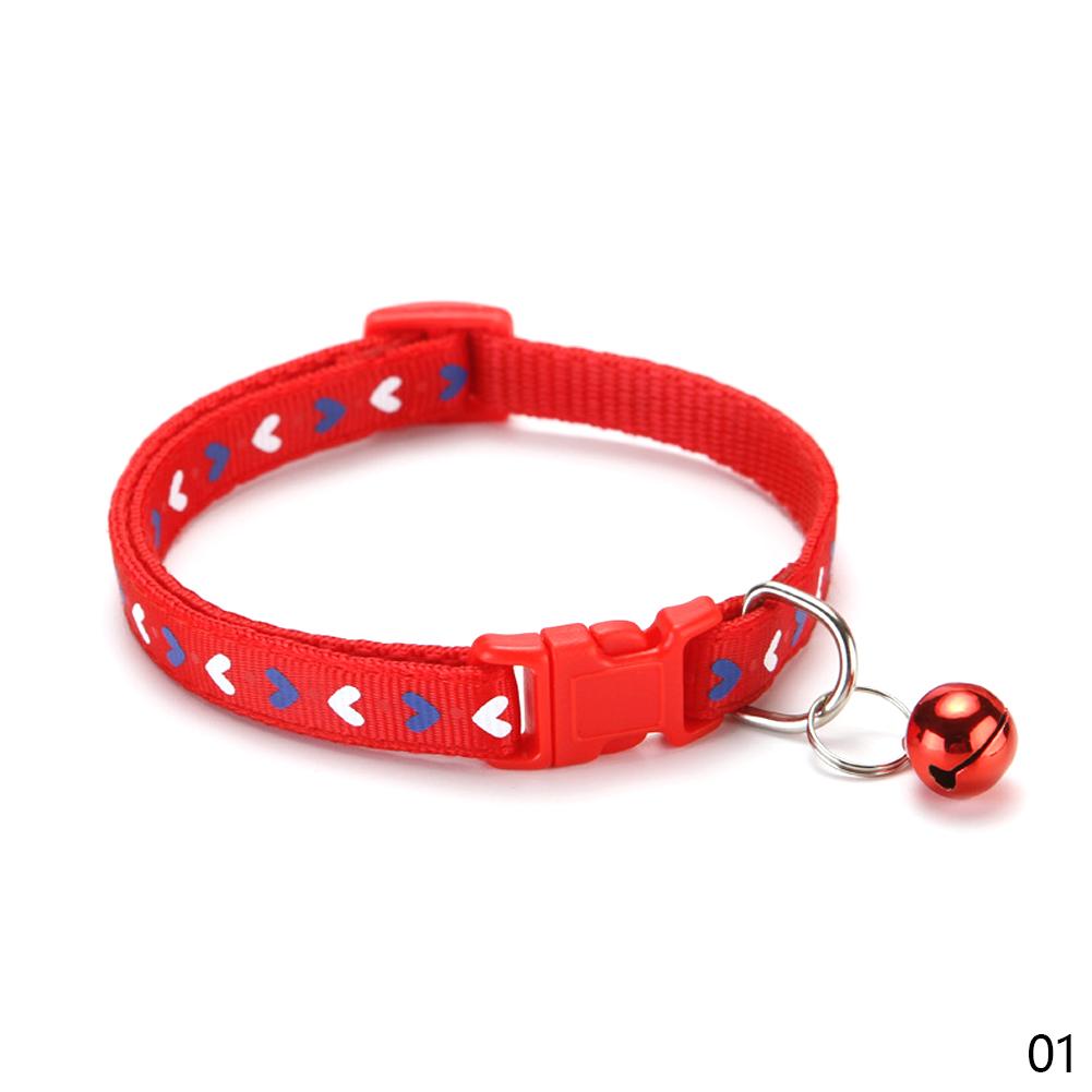 Милый ошейник-колокольчик с принтом в виде сердца, регулируемый для щенков, собак, цветной ошейник с пряжкой для кошек, аксессуары для домашних животных, товары для щенков, собак и кошек