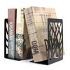 1 Pair Book Ends Hollow Out Bookend Support Stable Black Stand Iron Metal Bookends Home Office Desk Storage Books Organizer Tool