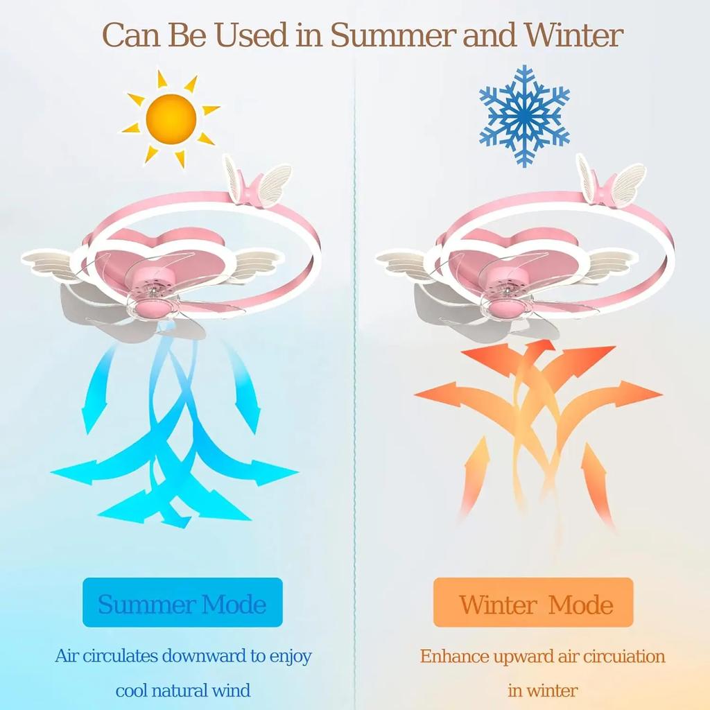 Современный минималистский потолочный вентилятор для детской комнаты, светодиодный светильник с регулируемой яркостью, бесшумный вентилятор, пульт дистанционного управления, украшение для спальни, потолочный светильник с любовью