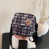 Холщовая клетчатая ретро маленькая сумка-сачел, нишевая повседневная плюшевая мини-сумка через плечо для девочки, универсальный рюкзак
