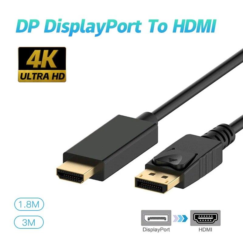 Адаптер-конвертер 4K DP to HDMI, совместимый с Display Port, штекер DP to Female, HD TV, адаптер для видео-аудио для ПК и ТВ