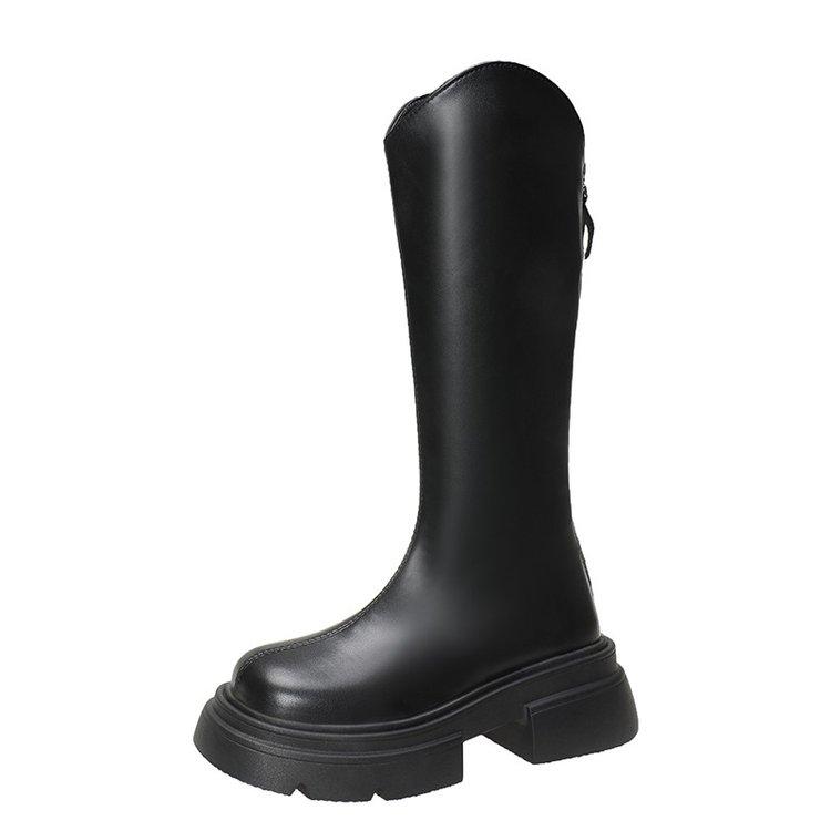 Сапоги на платформе для женщин 2024 осень/зима новые высокие бархатные сапоги на небольшом каблуке V-образной формы до колена