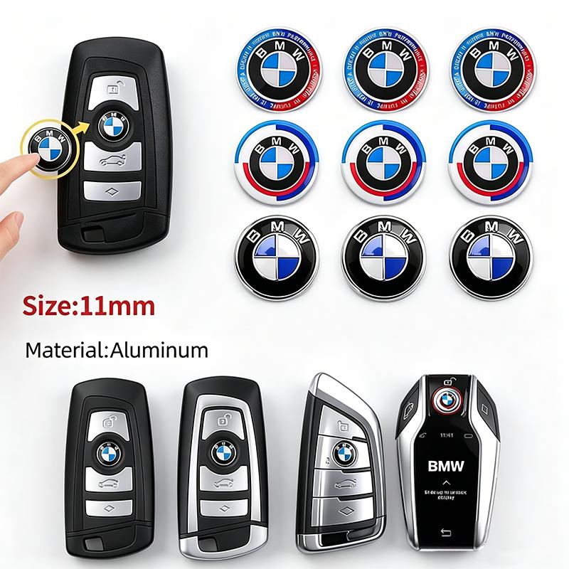 JYPK6 BMW Car Remote Key Emblem Sticker Aluminum Keys Decoration Decal For BMW M E46 E90 E60 F30 F10 E39 E36 F20 G30 G20 E87 E92 X1 X2