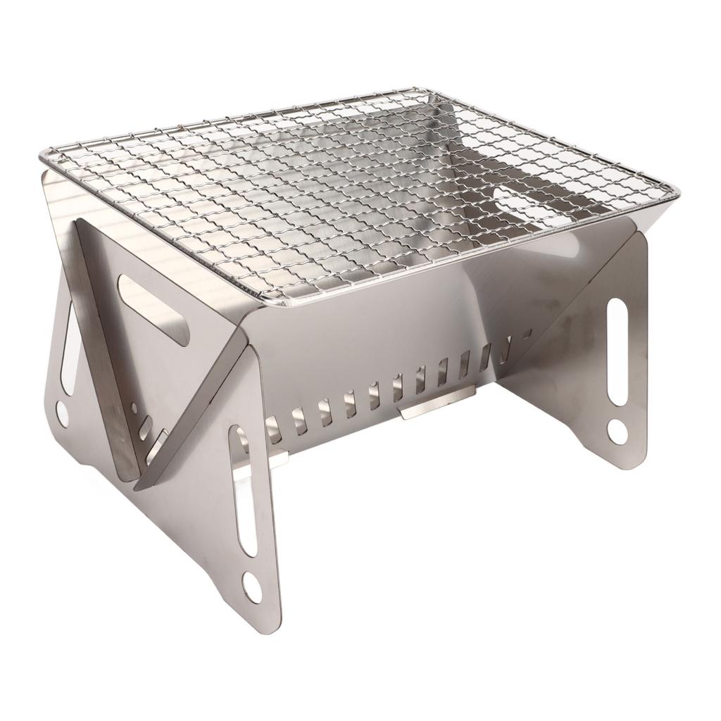 Folding BBQ Grill Heat Resistant Stainless Steel Collapsible Charcoal Grill Camping Grill with Ventilation Holes