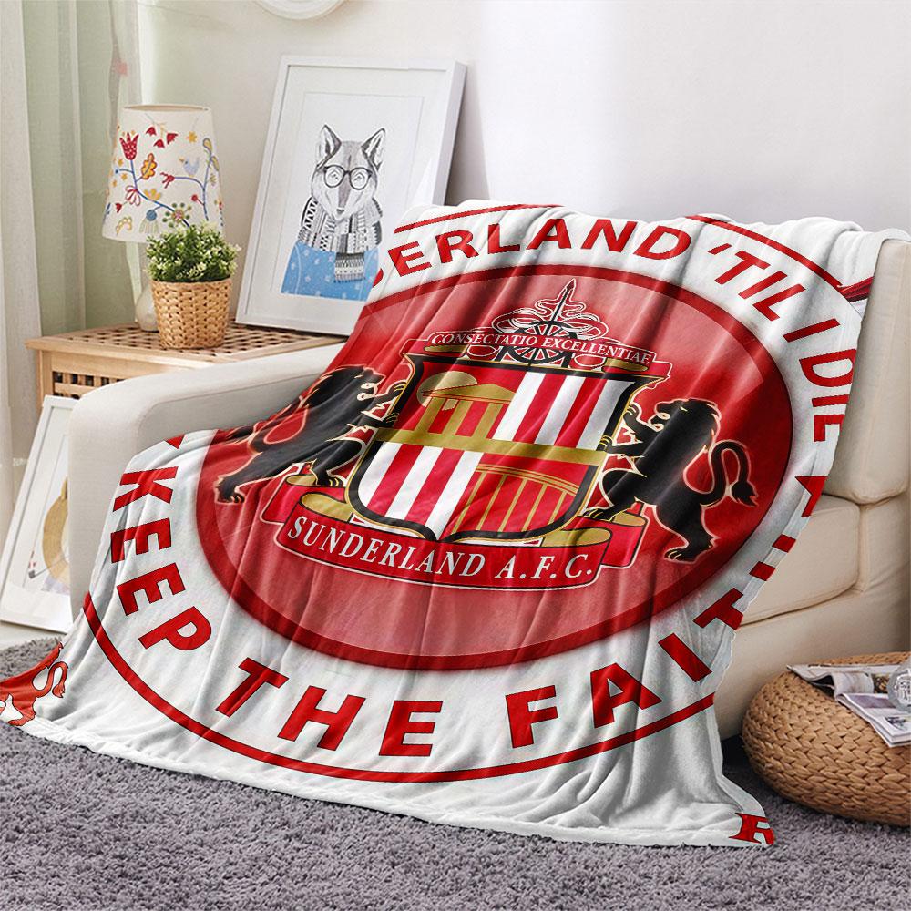 1PC Sunderland Association Football Club Patterned Flannel Blanket Suitable For All Seasons for Home Decor Warmth and Comfort Gifts Holiday Present