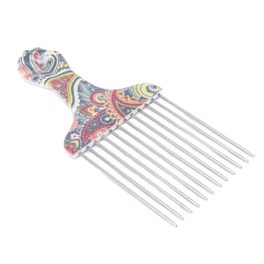 2PCS Professional Grade Hair Pick Combs Stainless Steel Wide Tooth Comb Curly Hair