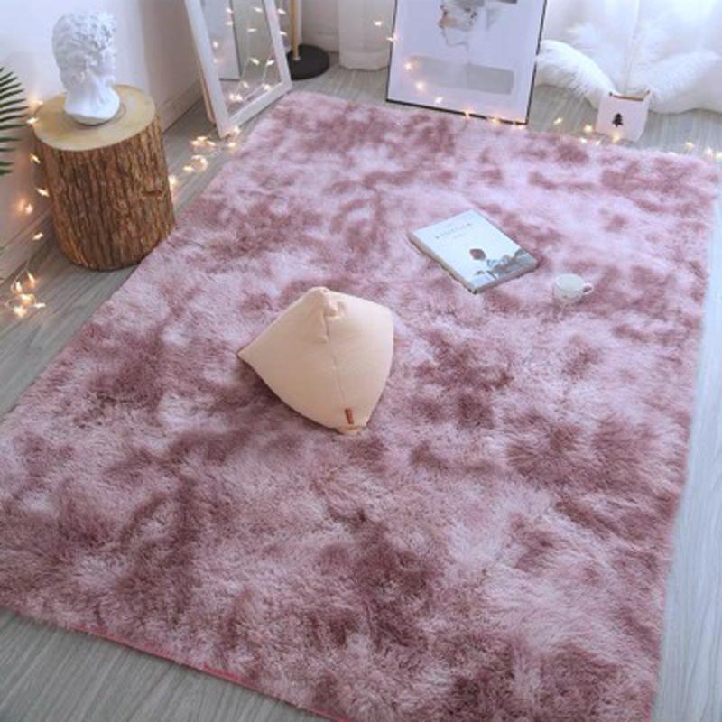 Nordic Style Grey Carpet Tie Dyeing Plush Soft Carpets for Living Room Bedroom Anti Slip Water Absorption Area Rugs Floor Mat