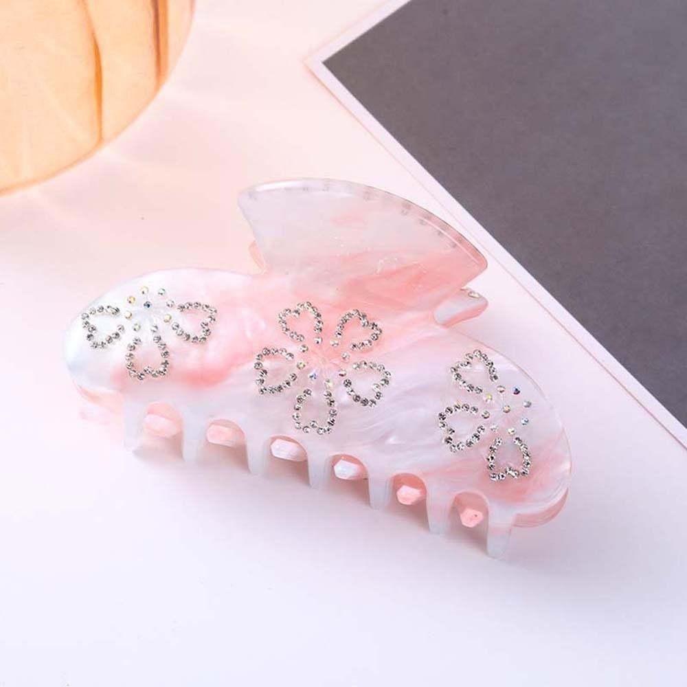 Korean Style Rhinestone-inlay Hair Claw Iridescent Acrylic Hair Claw Women Shark Clip  Travel