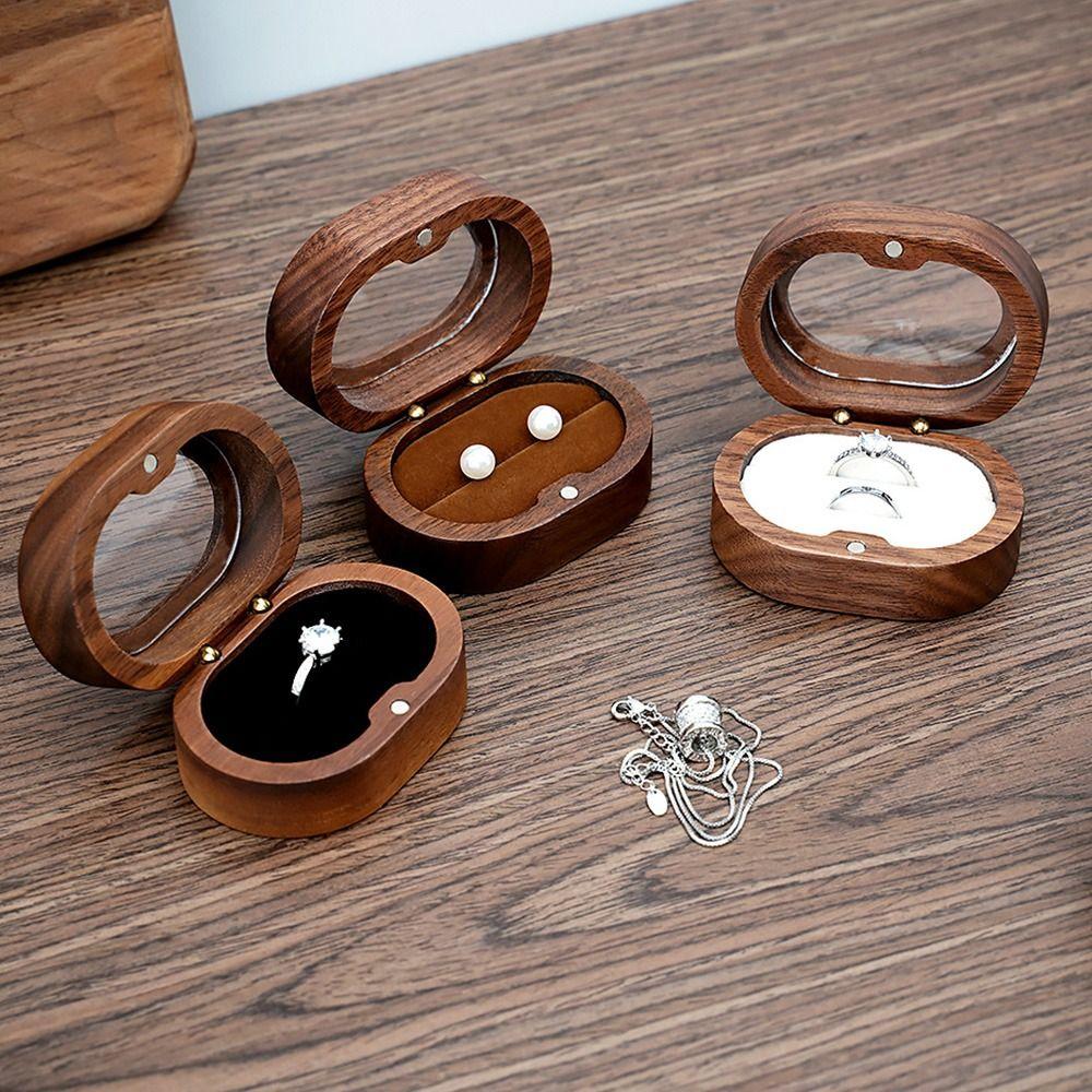 High-quality Gifts Case Wooden Storage Holder Lover Ring Display Box Jewelry Box Ring Storage Box