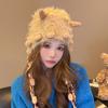 Handmade Cute Funny Knitted Hat Female Furry Little Monster Cap Autumn Winter Warm Ear Protection Strap Russian Outdoor M588