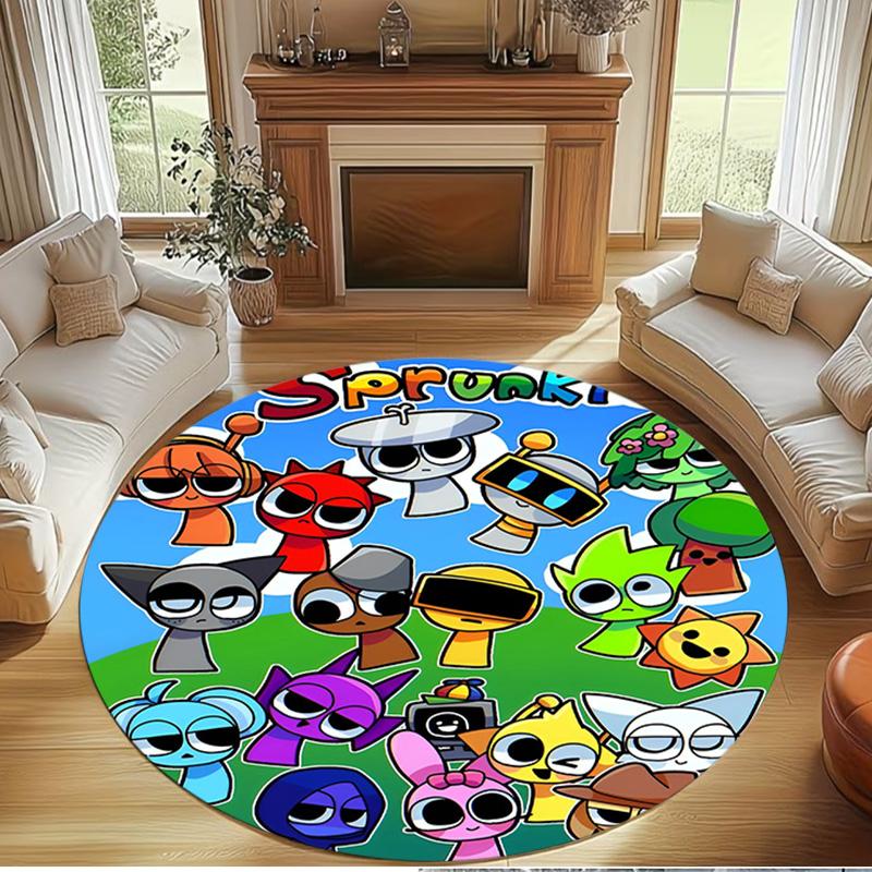 Sprunki Game Print Round Rug, Washable Floor Carpet, For Entryway Dorm Laundry Room Office Study, Home Decor Birthday Christmas Gift