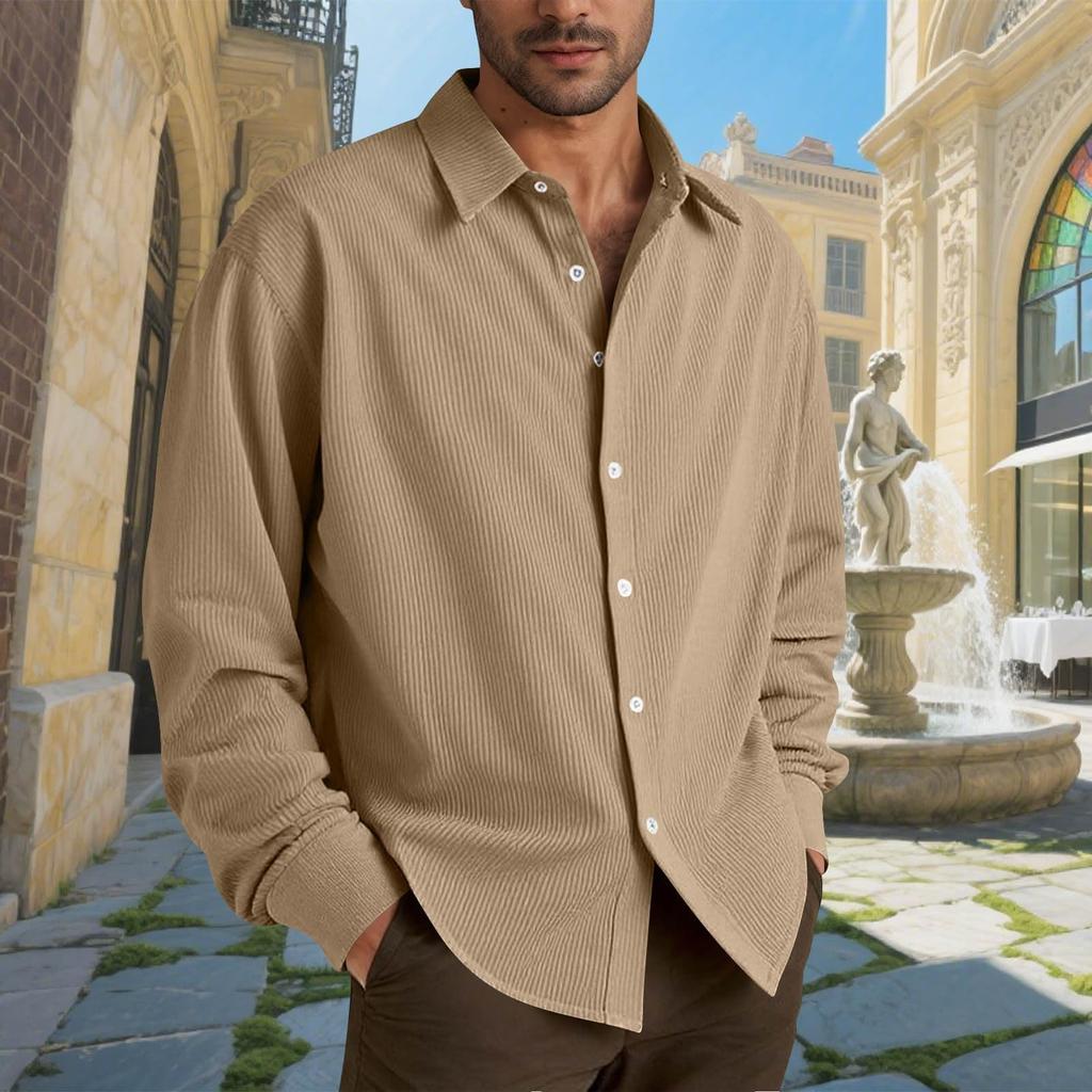 Мужские хлопковые рубашки с длинным рукавом, повседневная текстурированная футболка на пуговицах, свободные топы для отпуска, пляжа, легкие