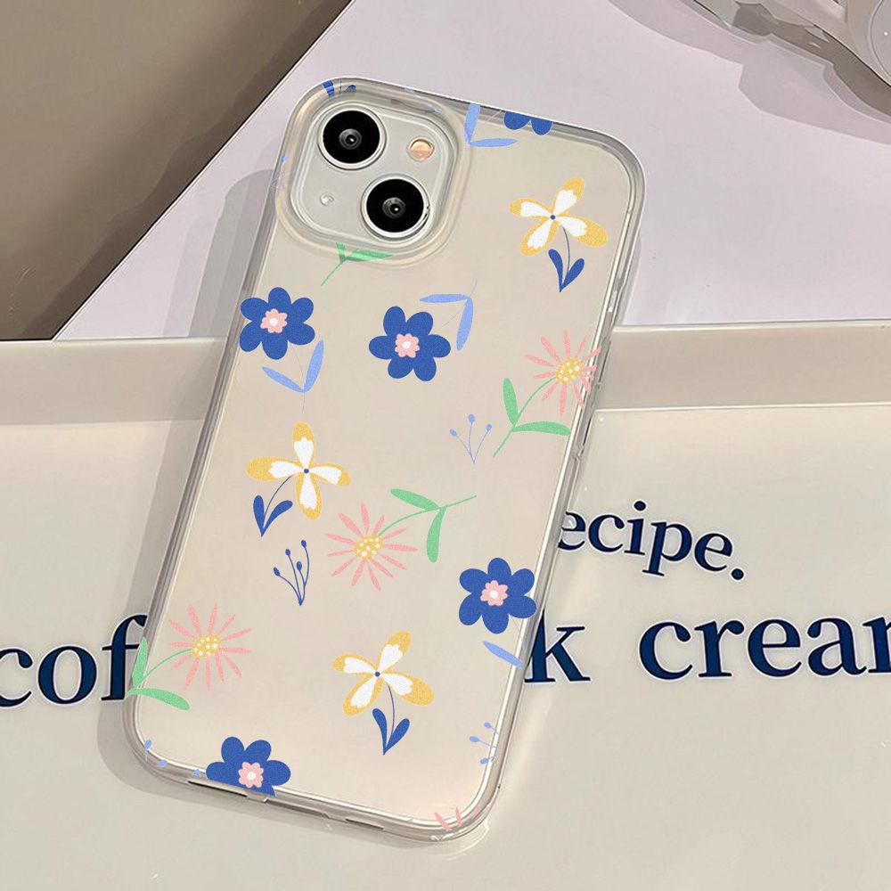 Синий розовый цветок подходит для чехла на мобильный телефон iPhone17ProMax 17 Apple 16/14 матовый 13 полностью закрывающий 15