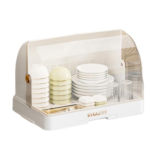 Штабелируемый ящик для хранения посуды, многоярусный органайзер для столовой посуды с прозрачной крышкой, дверцами, крючками, контейнеры для хранения тарелок, чашек, с поддоном для слива