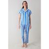 Ent Mixed Stripes Blue Shirt Trousers Pajama Set