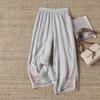Women's Summer Chinese-Style Embroidered Elastic Wide-Leg Pants