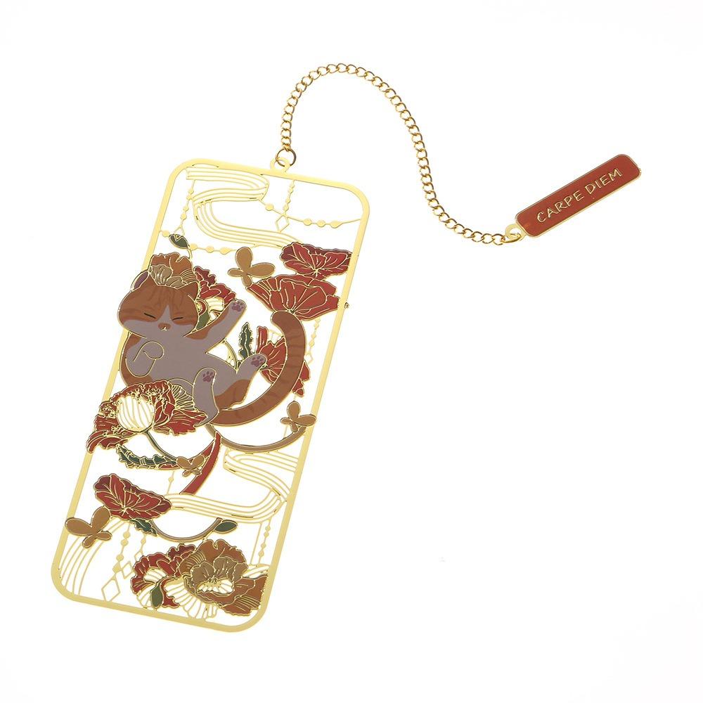 3D Hollow Bookmark Tassels Cat Bookmark Retro Metal Bookmark Teacher