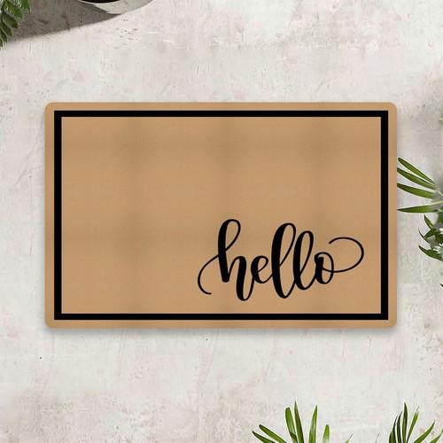 Vagonik Hello Digital Printed 50 X 70 Cm Decorative Multi-Purpose Interior and Exterior Door Mat