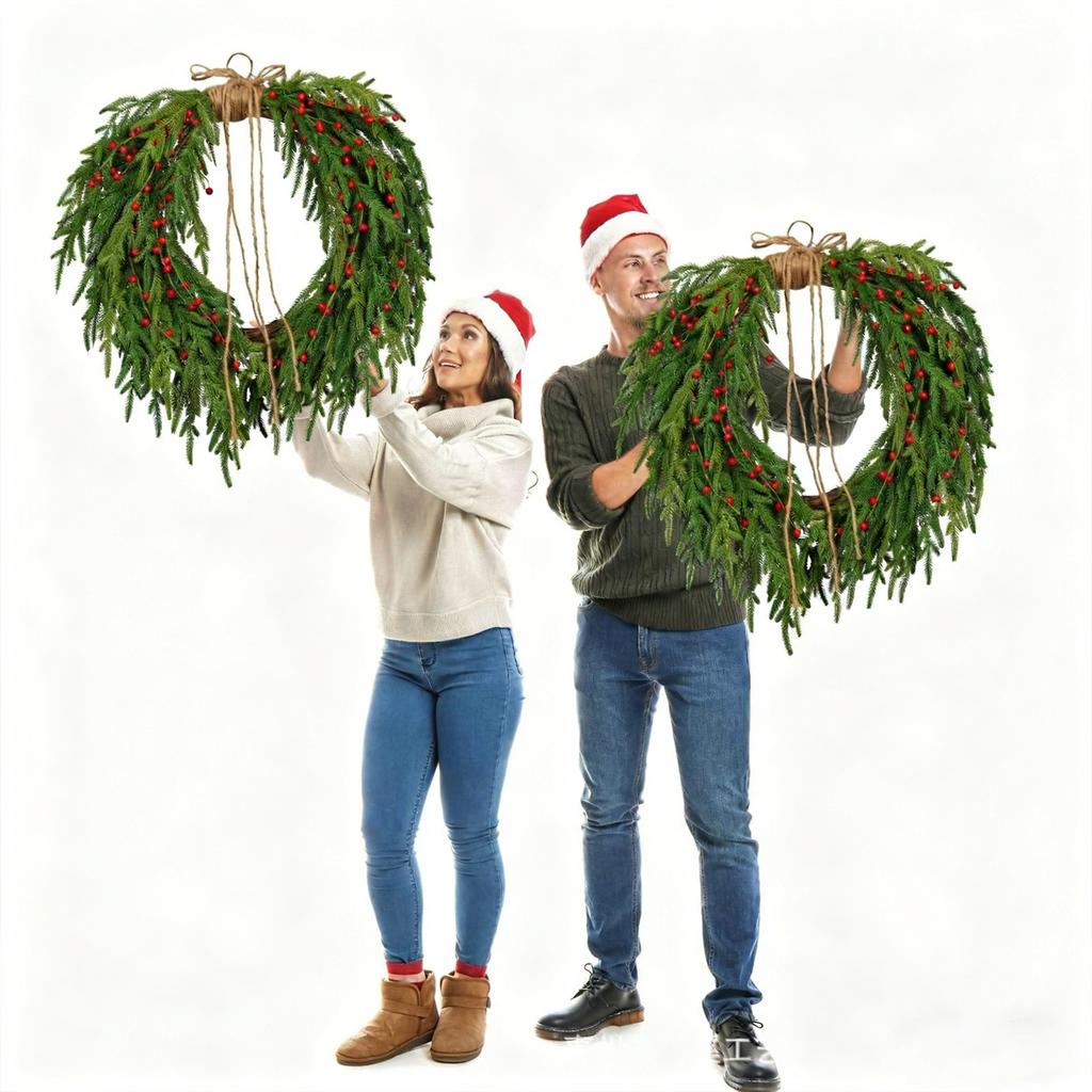 Рождественский венок, бант, подвеска на входную дверь, предметы домашнего декора