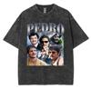 Limited Pedro Pascal Actor Washed Vintage T Shirt Men Women Casual Oversized Tshirt Fashion High Quality Cotton Tees Streetwear