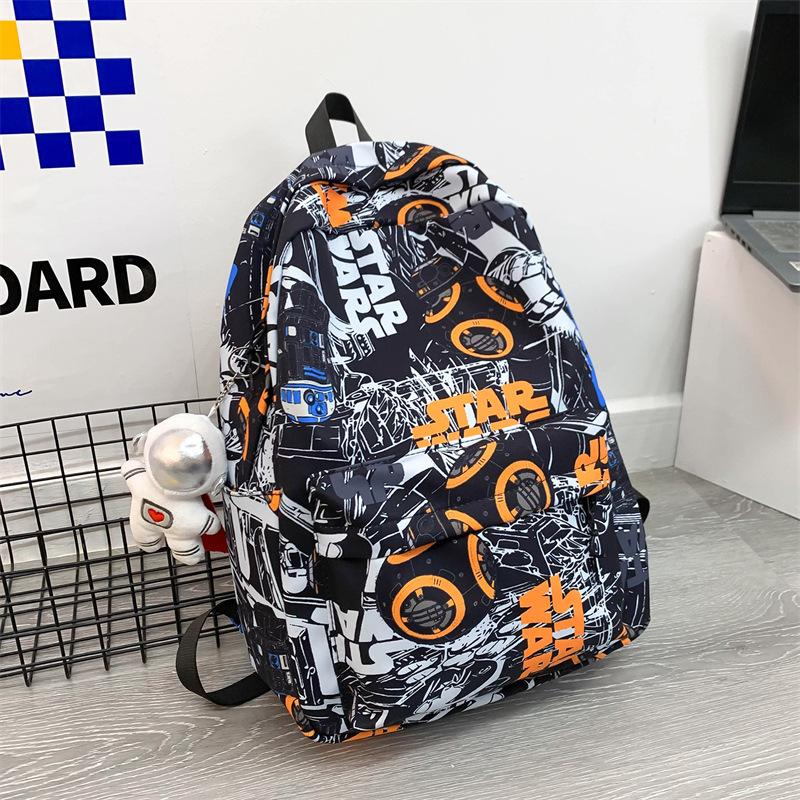 Schoolbag high school backpack boys ins trendy cool personality graffiti college student schoolbag women's casual simple versatile backpack