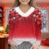 Christmas Day Girls Long Sleeve T Shirts Kids  Girls' V-Neck Tee Christmas Print Long Sleeve Top