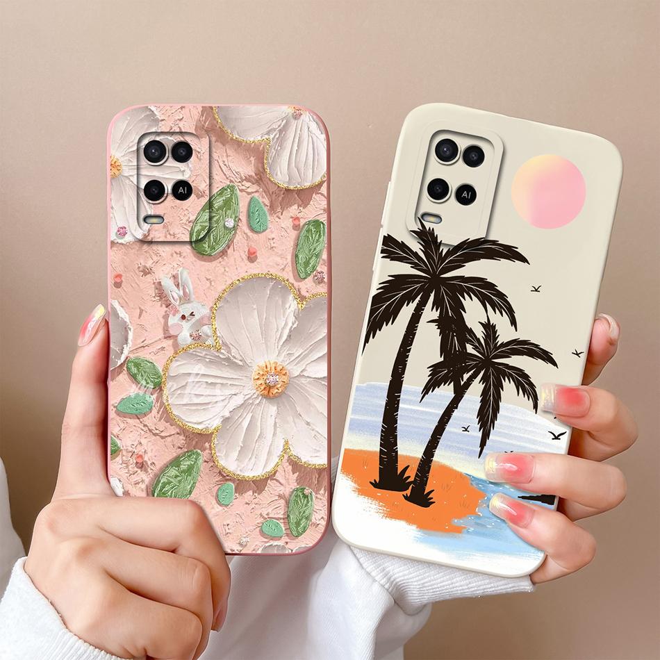 Чехол для Oppo A54 A54S Простой Милый Дизайн Полная Защита Корпус Телефона Для Oppo A 54 4G Задняя Крышка Мягкий Жидкий Силикон Футляры