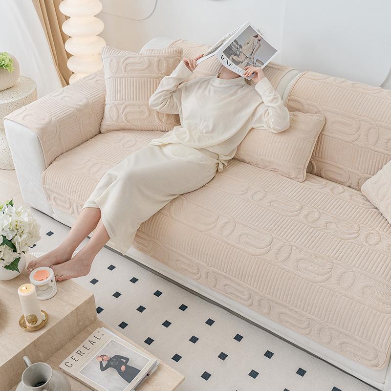 Плюшевая подушка для дивана, зимняя кремово-белая утолщенная нескользящая новая подушка, зимняя подушка, чехол для дивана, полотенце