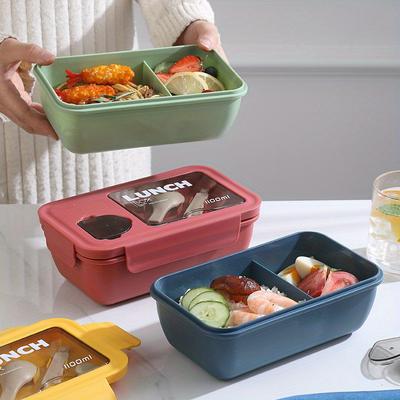 Пластиковый ланч-бокс Bento большой емкости (37,2 унции) с отделением для макания, подходит для микроволновой печи, прямоугольный — идеально подходит для студентов и работников