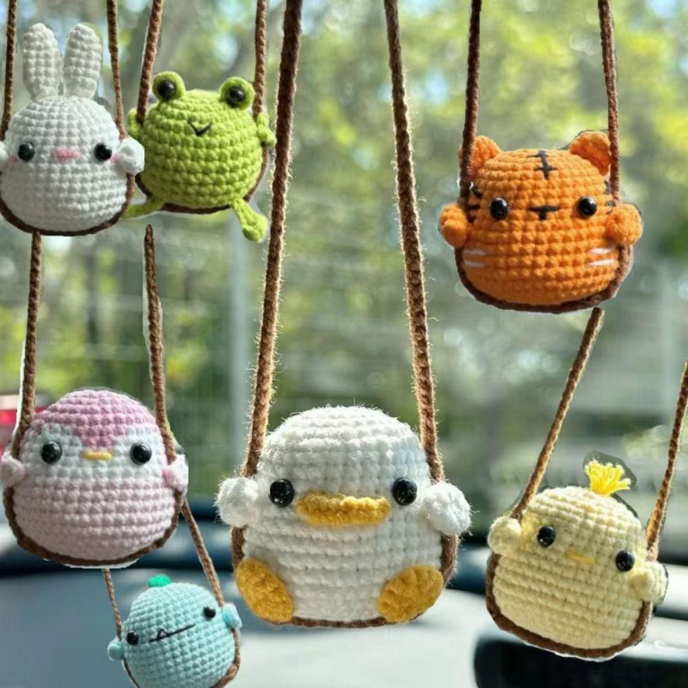 Handmade Knitted Hanging Decor Duck Chick Car Decoration Mini Knitting Ornament Birthday Gift