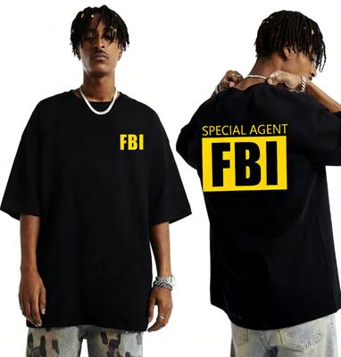 Мужская одежда Горячая Распродажа Веселый Дизайн FBI Узор Печатный Хлопковый Футболка Уличный Повседневный С коротким рукавом Круглый Вырез Футболка Топ