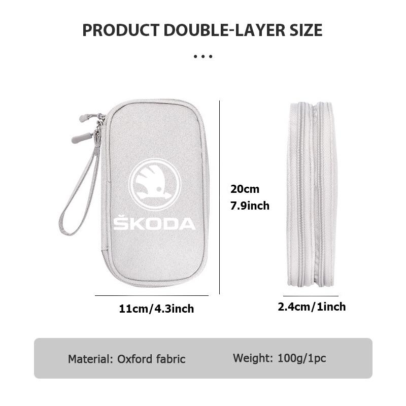 BATK3 Data Cable Storage Bag Travel Portable Digital Accessories Organizer Bag For Skoda Octavia A5 A7 RS Fabia Superb Rapid Karoq