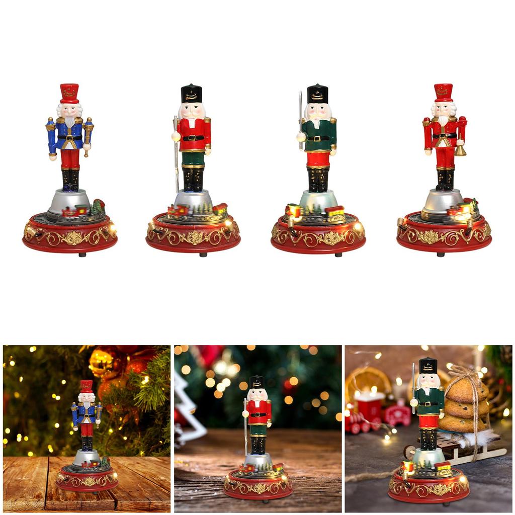Christmas Nutcracker Statue with Light and Music for Shelf Indoor Bedroom