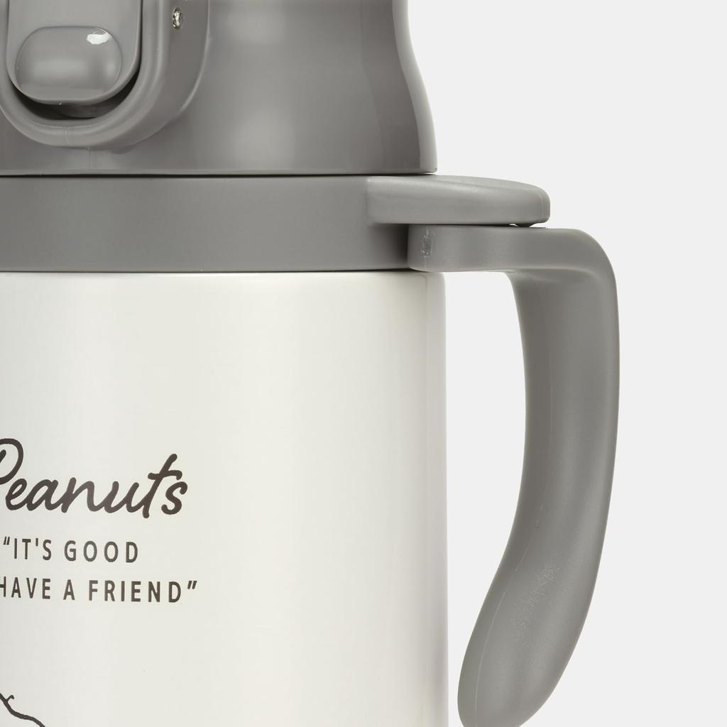 Skater 2WAY Двуручная бутылка для воды из нержавеющей стали объемом 350 мл с трубочкой, детская кружка со значком Снупи STWM3N-A