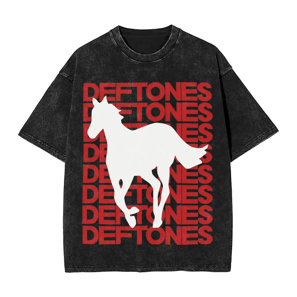 Новое поступление Мужская одежда Ohms Белый Пони Deftones Рок-группа Стиранная Футболка с коротким рукавом с круглым вырезом Y2k Мужская одежда Camisetas