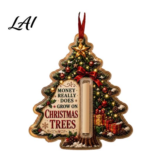 Fun Christmas Gift Accessories 2D Acrylic Cash Holder Ornament Card Hanging Retro Style Holiday Ornaments Xmas Tree Decor Reusable Pocket