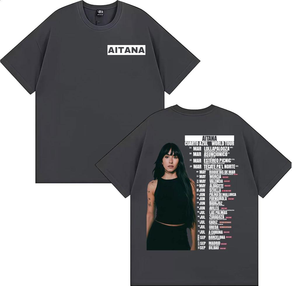 Aitana Cuarto Azul Wdrld Tour 2026 Tshirts Men Women Hip Hop Hipster High Street T Shirt Casual 100 Cotton Short Sleeve Tshirt