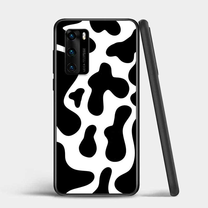 Белый, черный, розовый, корова для Huawei P Smart ZS Plus 2020 2019 P40 P30 P20 Pro Lite E Plus 5G Lite, яркий черный чехол для телефона