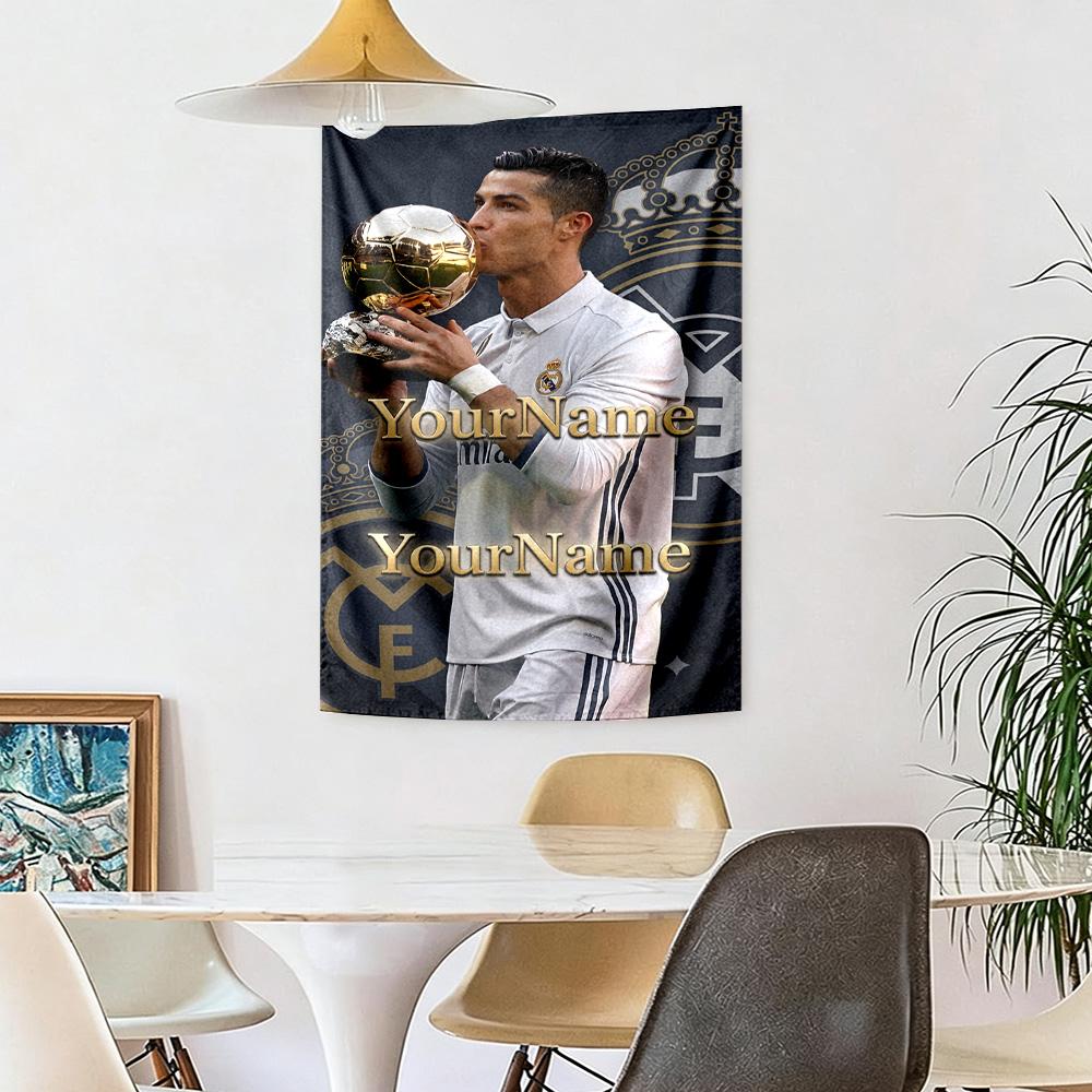 Cristiano Ronaldo Custom Your Name Wall Decor Tapestry Art For Pet Memorial Birthdaywedding Party Backdrop Family Gift