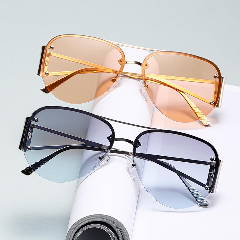 Vintage Half Frame Versatile Sunglasses Hot Fashion Aviator Sunglasses
